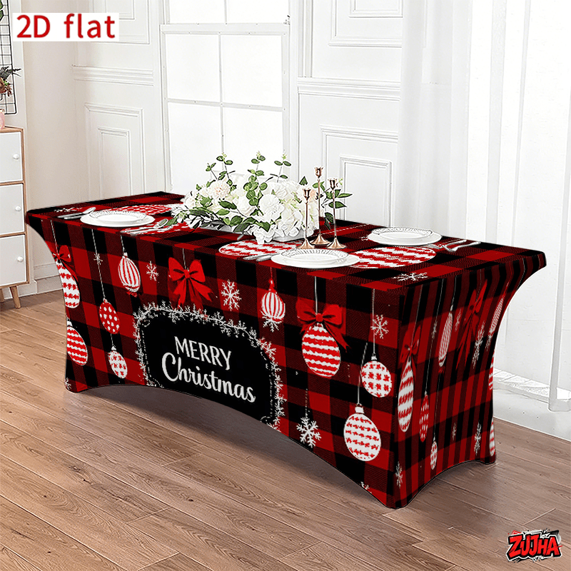 Red Black Buffalo Plaid Christmas table cover
