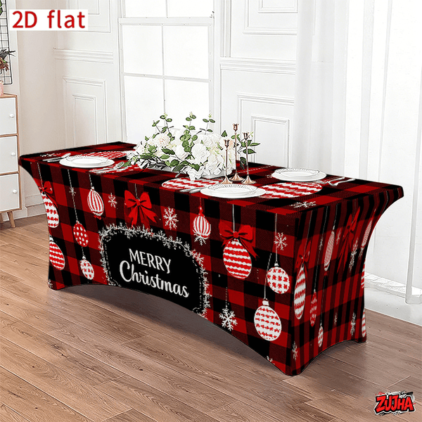 Red Black Buffalo Plaid Christmas table cover