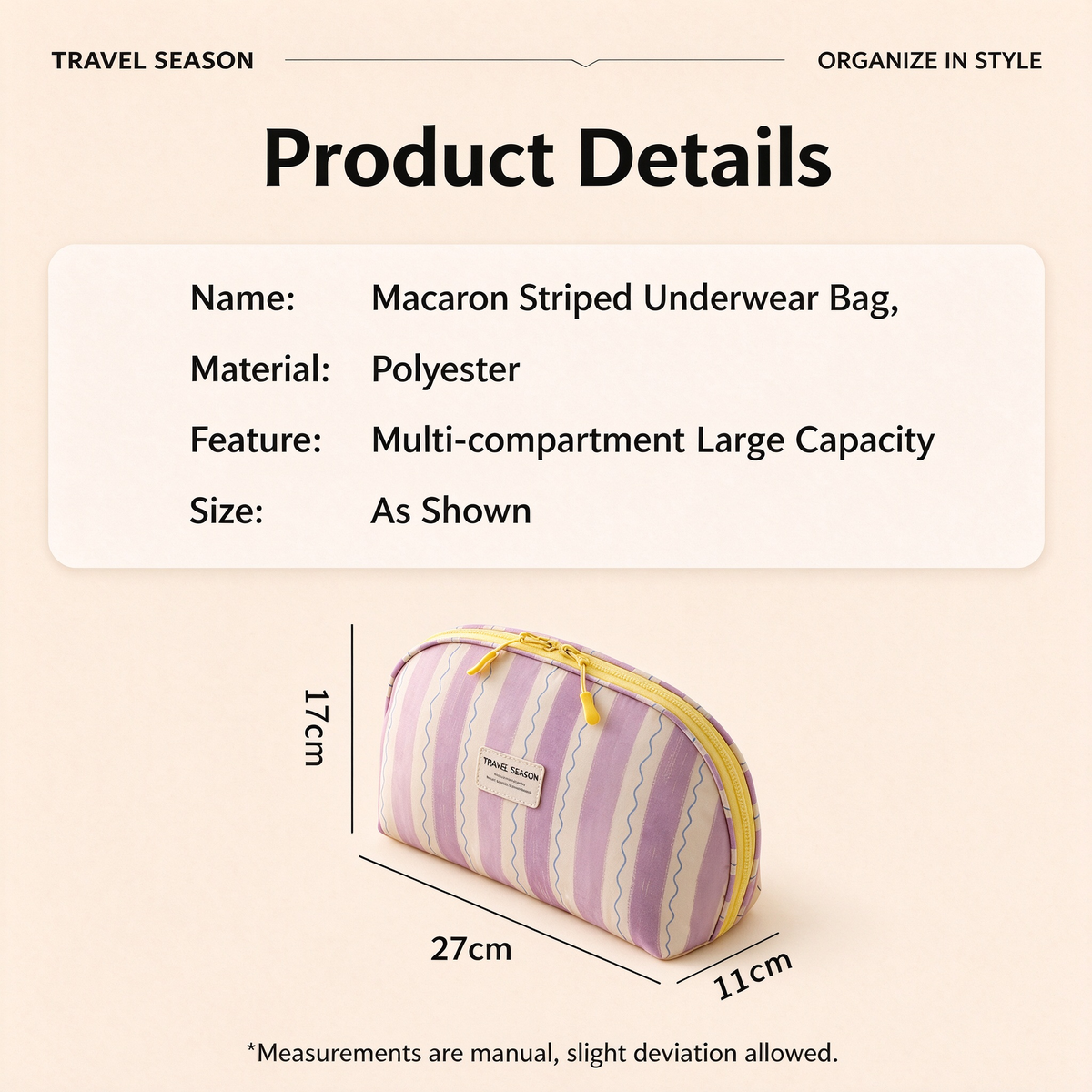 Striped Print Underwear Bag