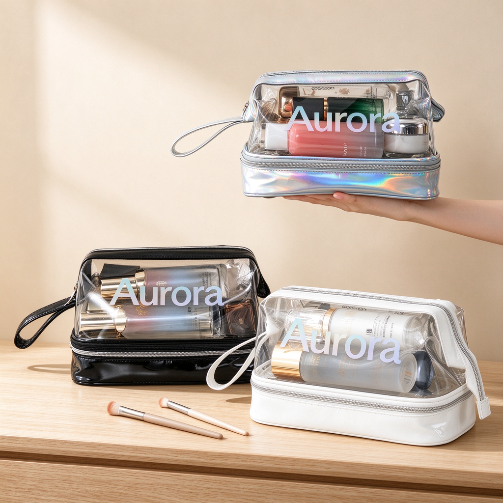 Laser Holographic Two-Layer Toiletry Bag