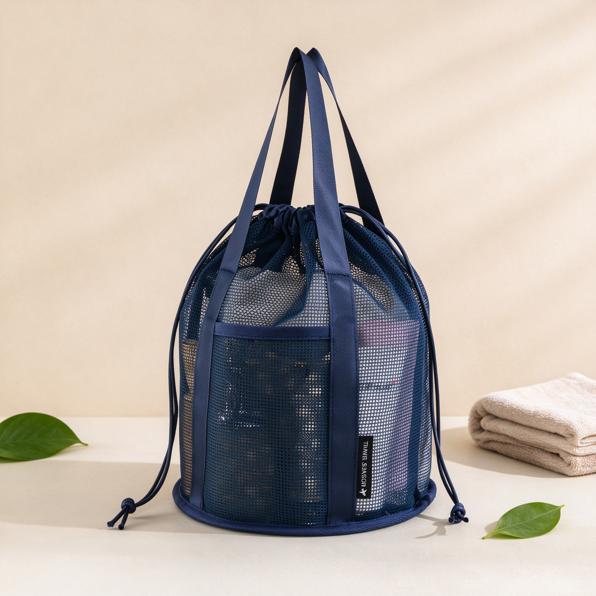 Drawstring Mesh Beach Bag