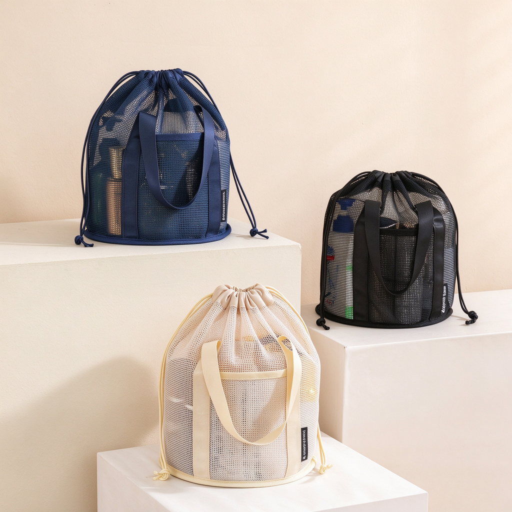 Drawstring Mesh Beach Bag