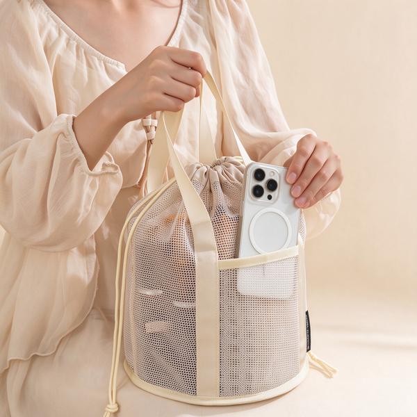 Drawstring Mesh Beach Bag