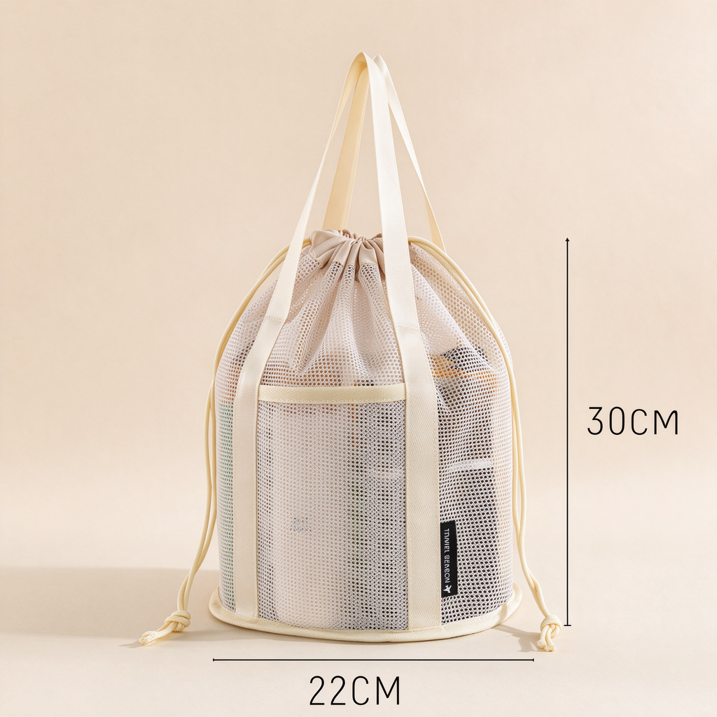 Drawstring Mesh Beach Bag