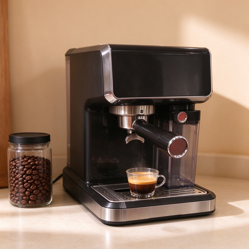 Semi-Automatic Espresso Machine, Dual Boiler Home Coffee Maker with Steam Wand for Milk Frothing, High Pressure Extraction, EU Customization Available