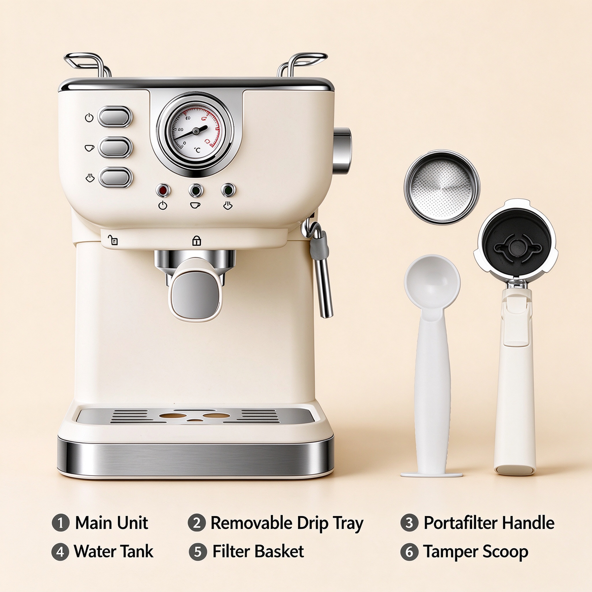 Semi‑Automatic Espresso Coffee Machine, Home & Office Use, High‑Pressure Extraction, Compatible with Coffee Capsules, Built‑in Steam Wand for Milk Frothing, Cross‑border Wholesale