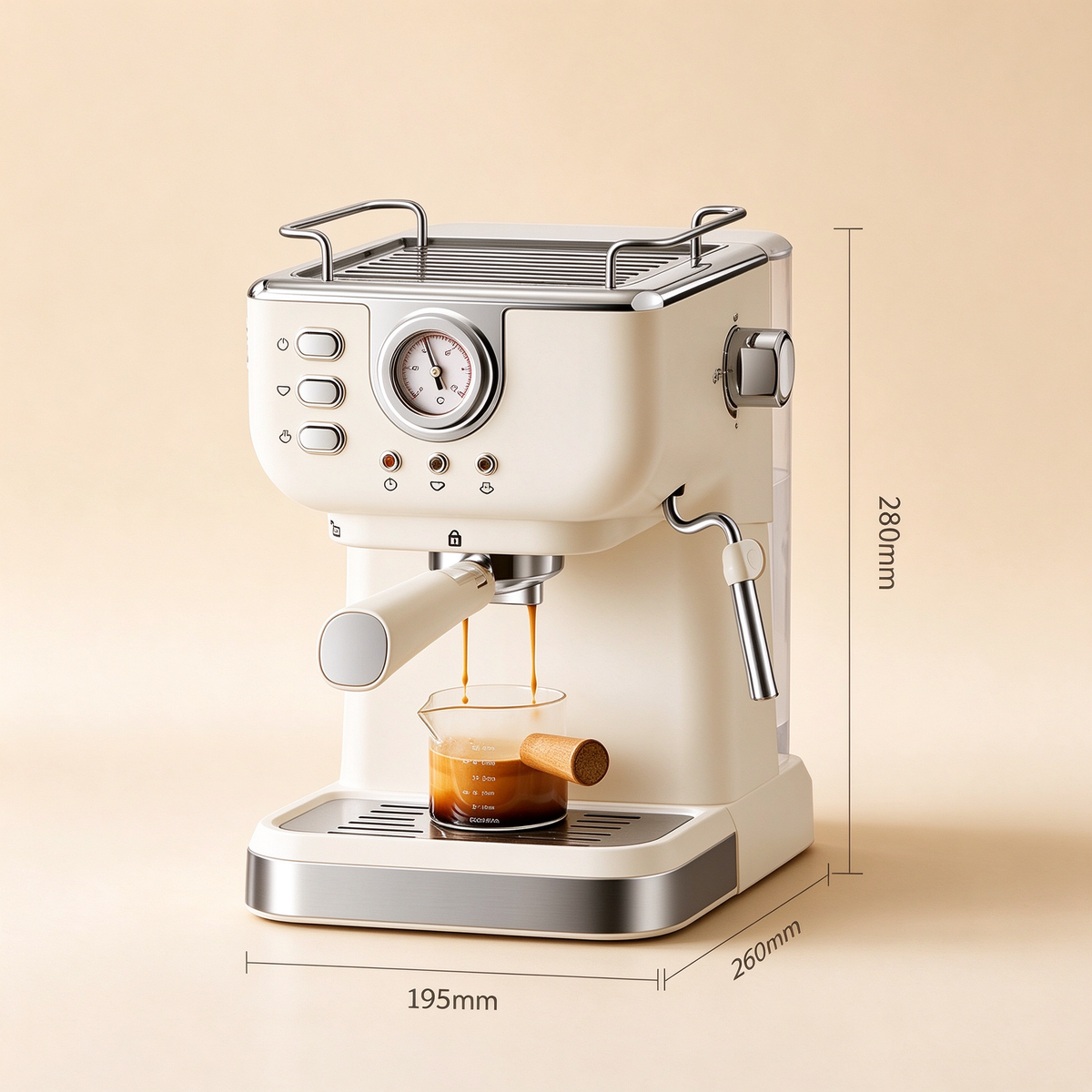 Semi‑Automatic Espresso Coffee Machine, Home & Office Use, High‑Pressure Extraction, Compatible with Coffee Capsules, Built‑in Steam Wand for Milk Frothing, Cross‑border Wholesale