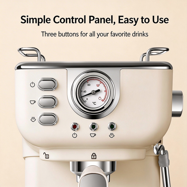 Semi‑Automatic Espresso Coffee Machine, Home & Office Use, High‑Pressure Extraction, Compatible with Coffee Capsules, Built‑in Steam Wand for Milk Frothing, Cross‑border Wholesale