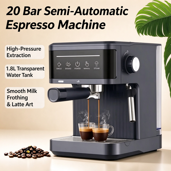 Espresso Machine Italian-style espresso machine, small and semi-automatic for home use20Bar Coffee machine milk frother cross-border