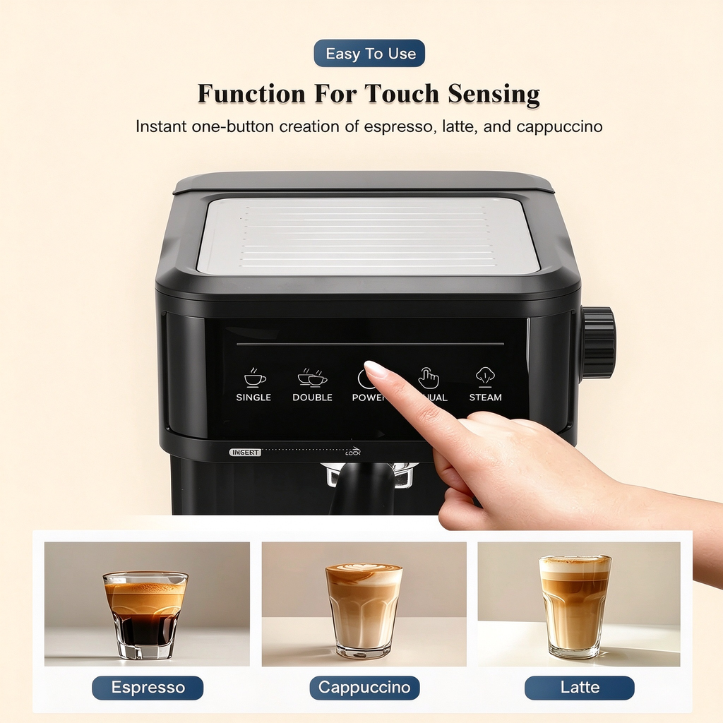 Espresso Machine Italian-style espresso machine, small and semi-automatic for home use20Bar Coffee machine milk frother cross-border