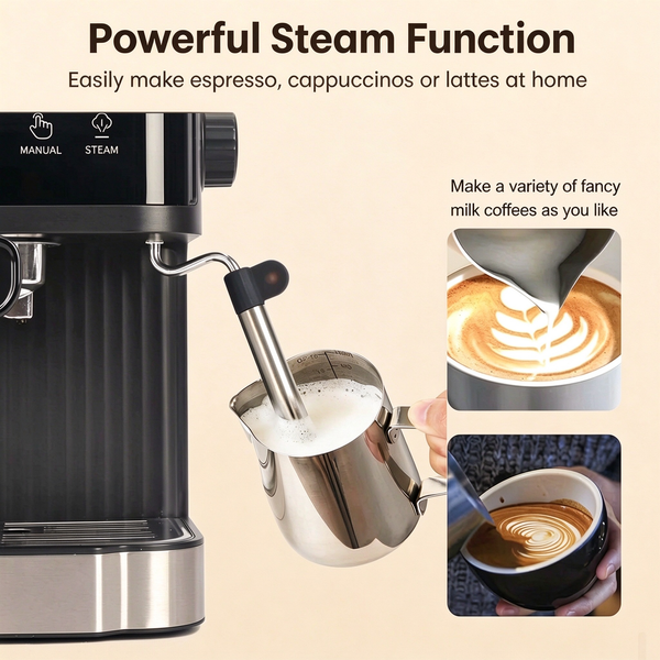 Espresso Machine Italian-style espresso machine, small and semi-automatic for home use20Bar Coffee machine milk frother cross-border