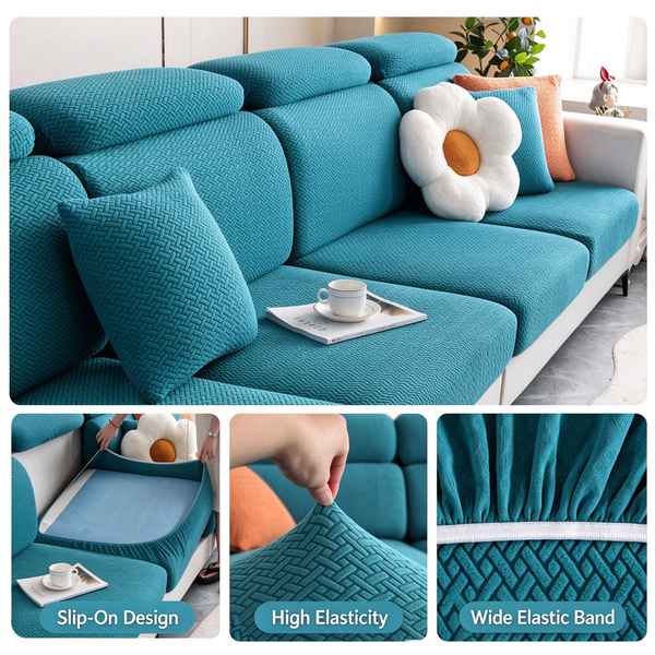 Cat Scratch Resistant Stretch Sofa Slipcover, Universal Full Wrap Couch Cover, No Measurement Needed