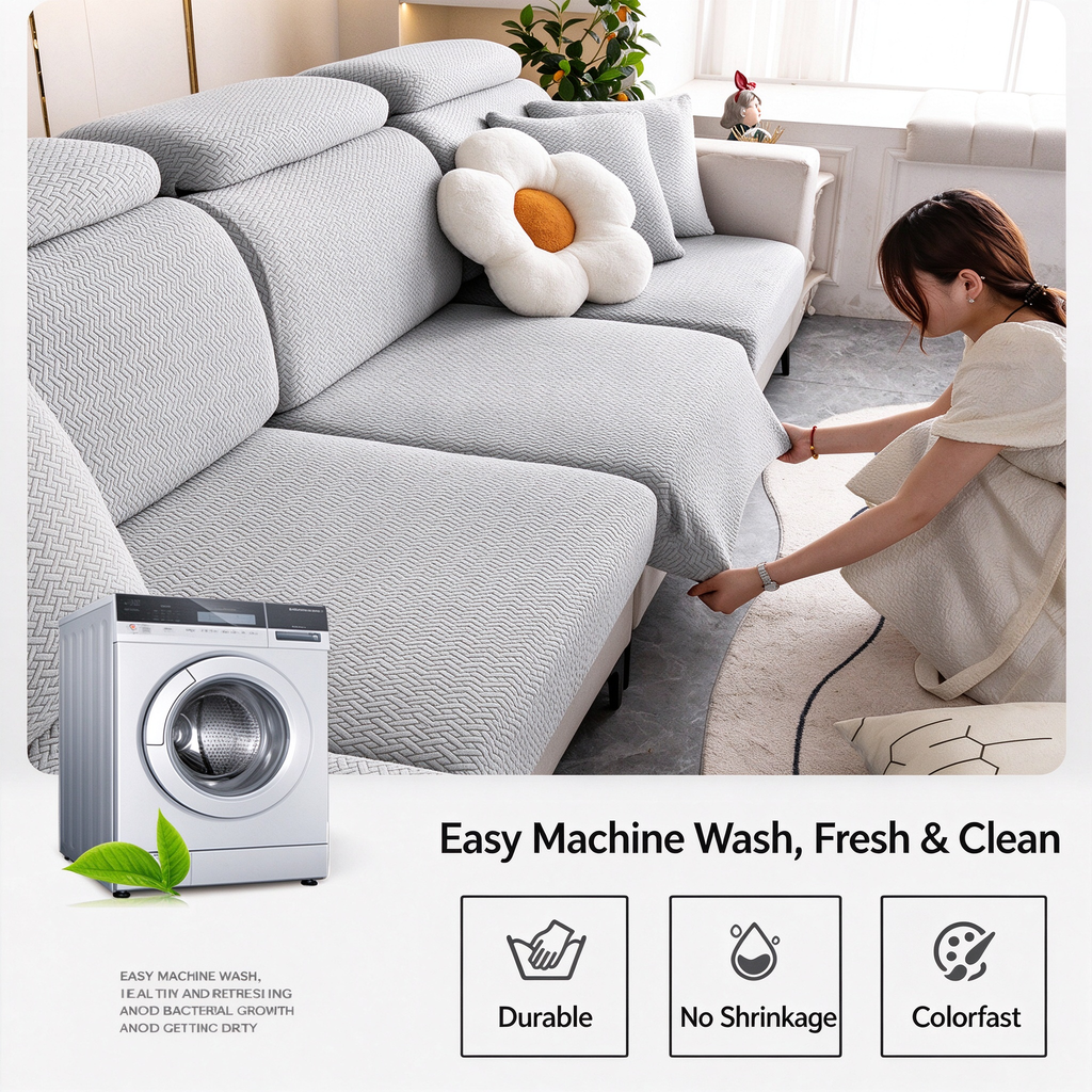 Cat Scratch Resistant Stretch Sofa Slipcover, Universal Full Wrap Couch Cover, No Measurement Needed