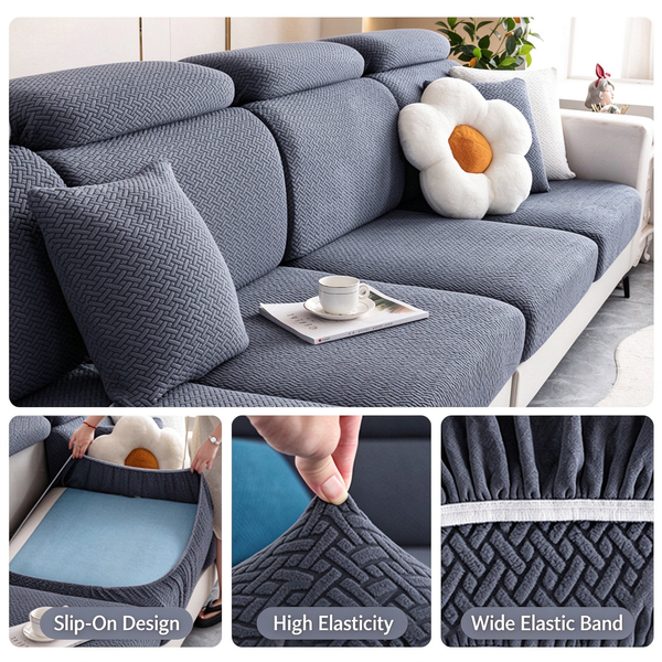 Cat Scratch Resistant Stretch Sofa Slipcover, Universal Full Wrap Couch Cover, No Measurement Needed