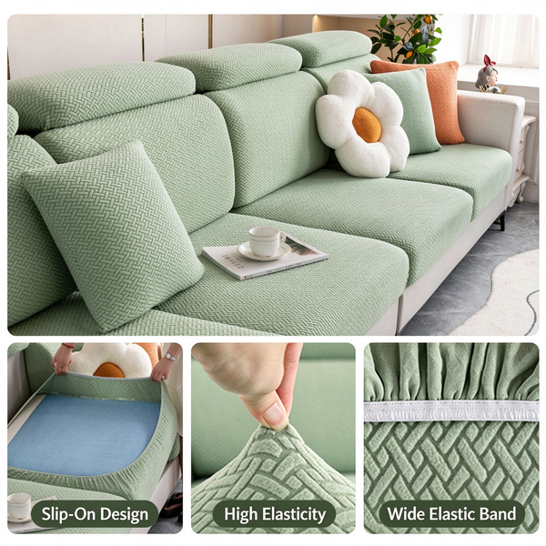 Cat Scratch Resistant Stretch Sofa Slipcover, Universal Full Wrap Couch Cover, No Measurement Needed