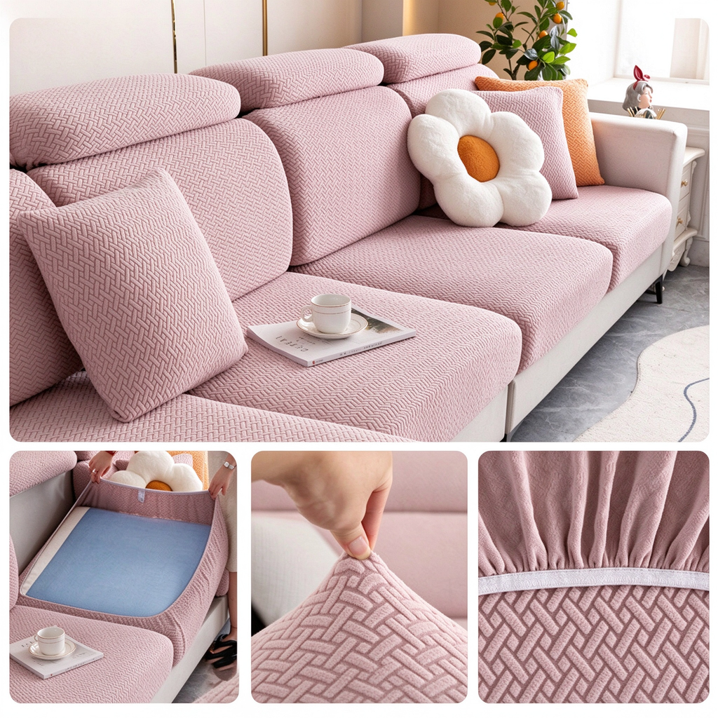 Cat Scratch Resistant Stretch Sofa Slipcover, Universal Full Wrap Couch Cover, No Measurement Needed