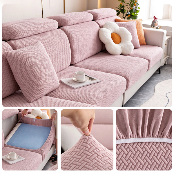Cat Scratch Resistant Stretch Sofa Slipcover, Universal Full Wrap Couch Cover, No Measurement Needed