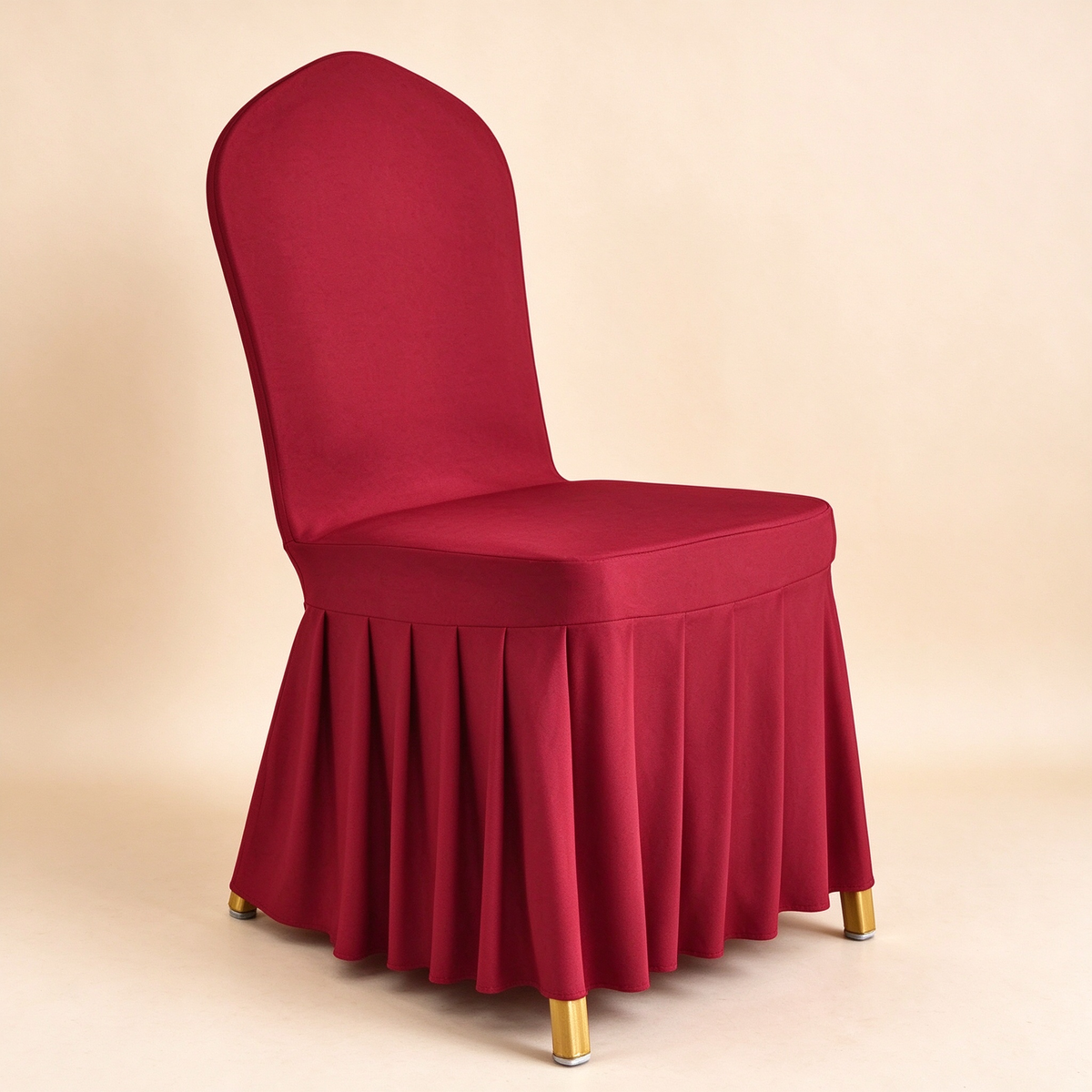 Solid Color Stretch Pleated Skirt Chair Cover, Universal Banquet Wedding Chair Slipcover