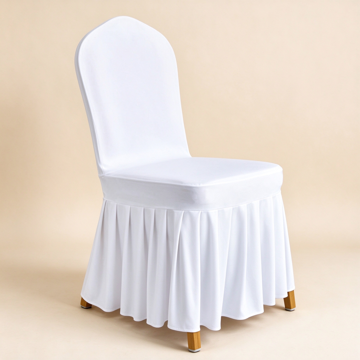 Solid Color Stretch Pleated Skirt Chair Cover, Universal Banquet Wedding Chair Slipcover