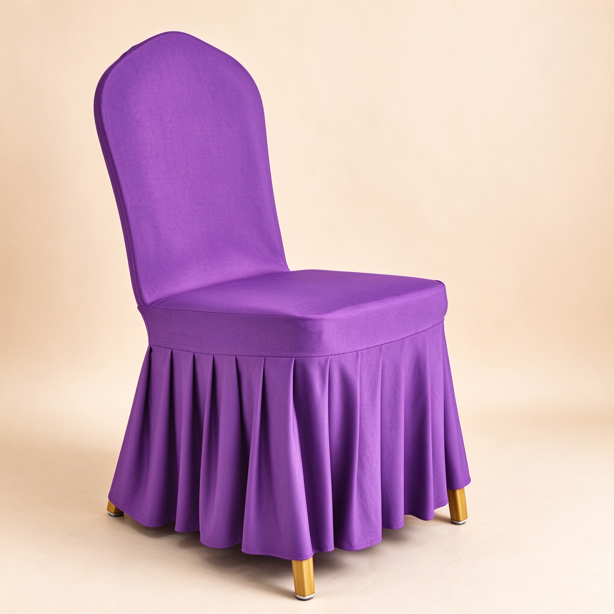 Solid Color Stretch Pleated Skirt Chair Cover, Universal Banquet Wedding Chair Slipcover