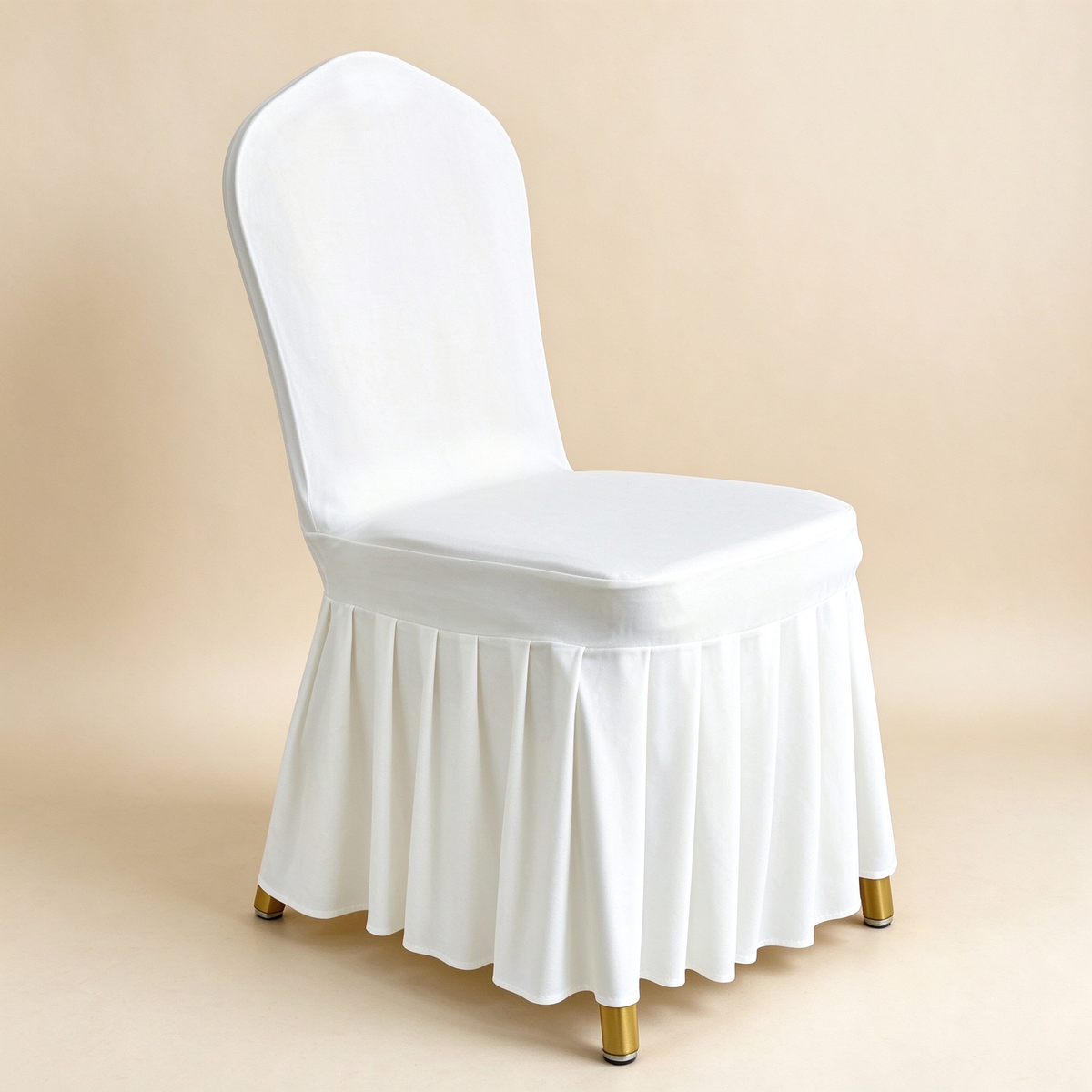 Solid Color Stretch Pleated Skirt Chair Cover, Universal Banquet Wedding Chair Slipcover