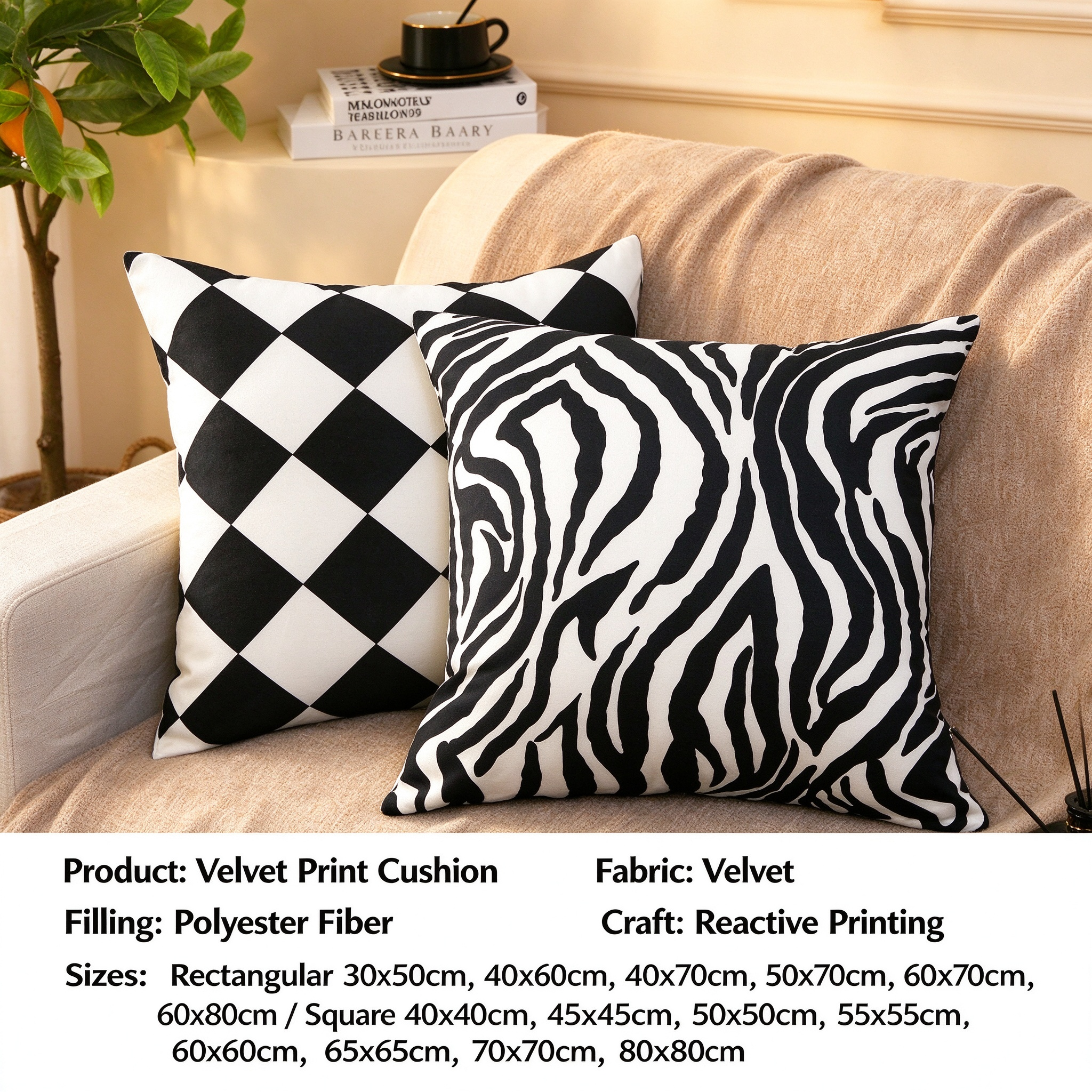 Luxury Zebra Print Throw Pillow, Modern High End Sofa Cushion for Living Room Secondary image