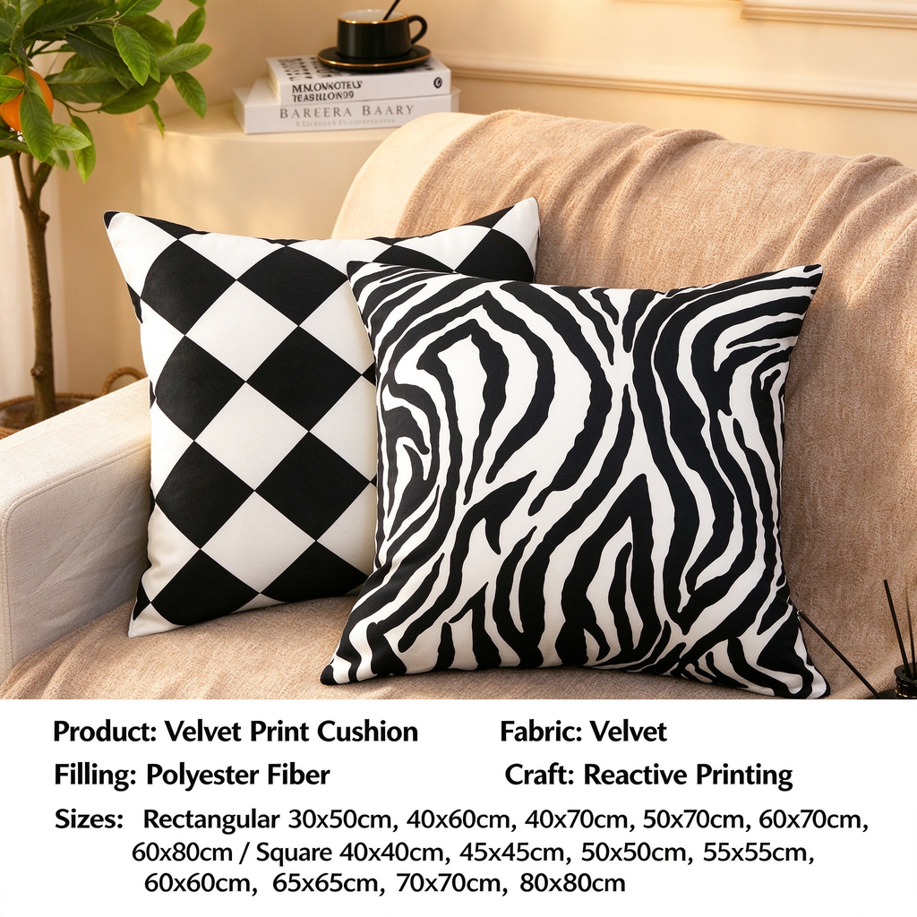 Luxury Zebra Print Throw Pillow, Modern High End Sofa Cushion for Living Room