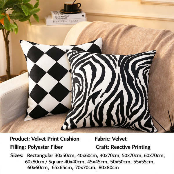 Luxury Zebra Print Throw Pillow, Modern High End Sofa Cushion for Living Room