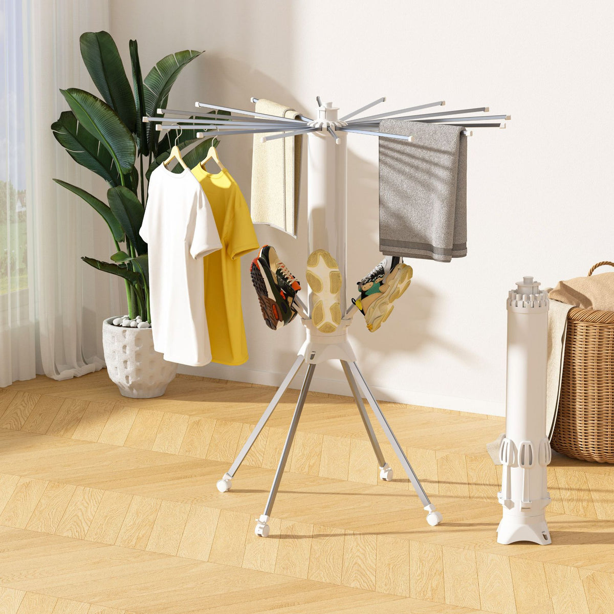 Foldable Rotary Clothes Drying Rack - Carbon Steel