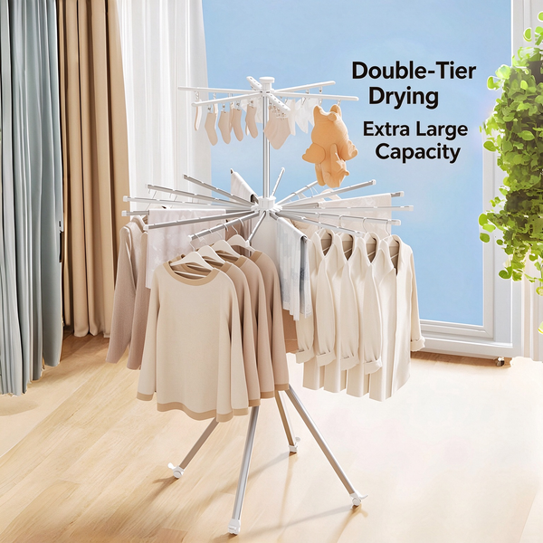Foldable Rotary Clothes Drying Rack - Carbon Steel