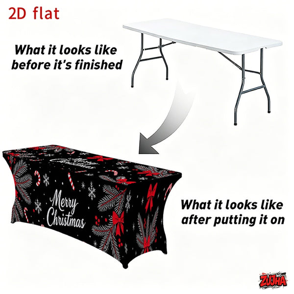 Black Red Ribbon Bow Candy Cane Christmas table cover