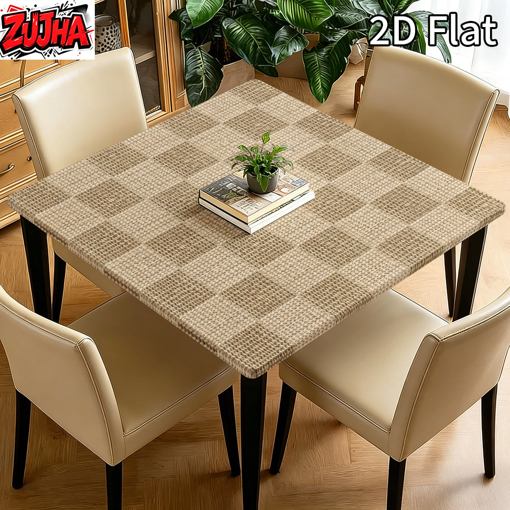 2D Flat Square Print Table Cover with Elastic Edge