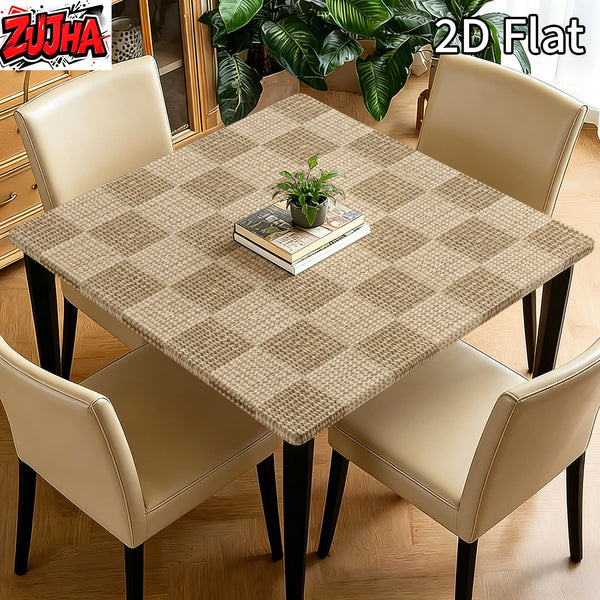 2D Flat Square Print Table Cover with Elastic Edge