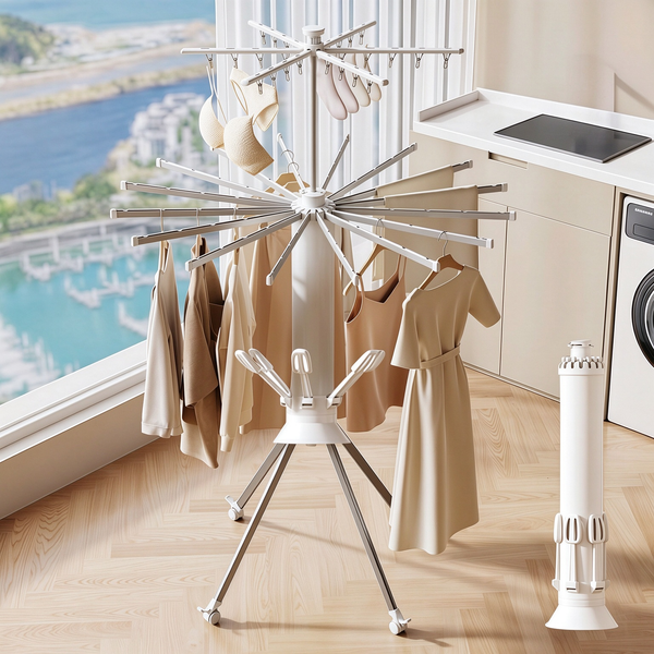 Foldable Rotary Clothes Drying Rack - Carbon Steel