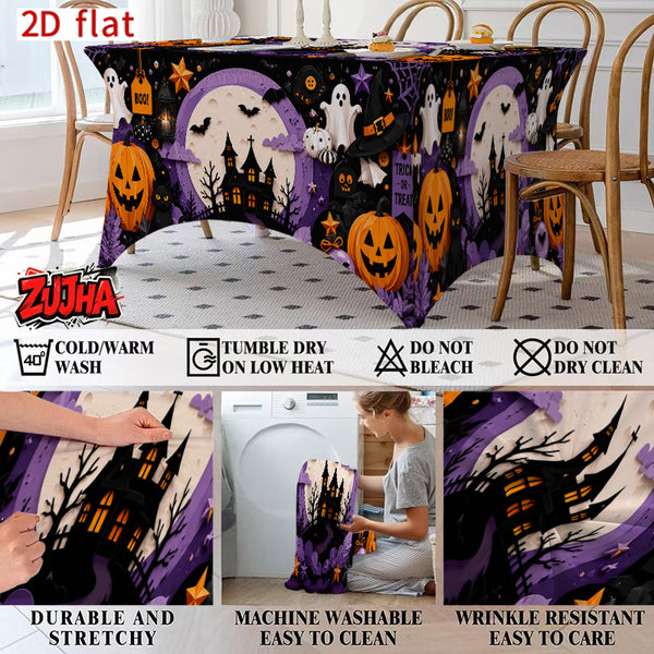 1pc Elastic 2D Flat Full Wrap Rectangular Table Cover