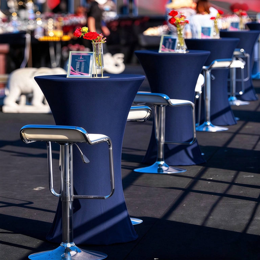 Custom Round Elastic Cocktail Table Cover
