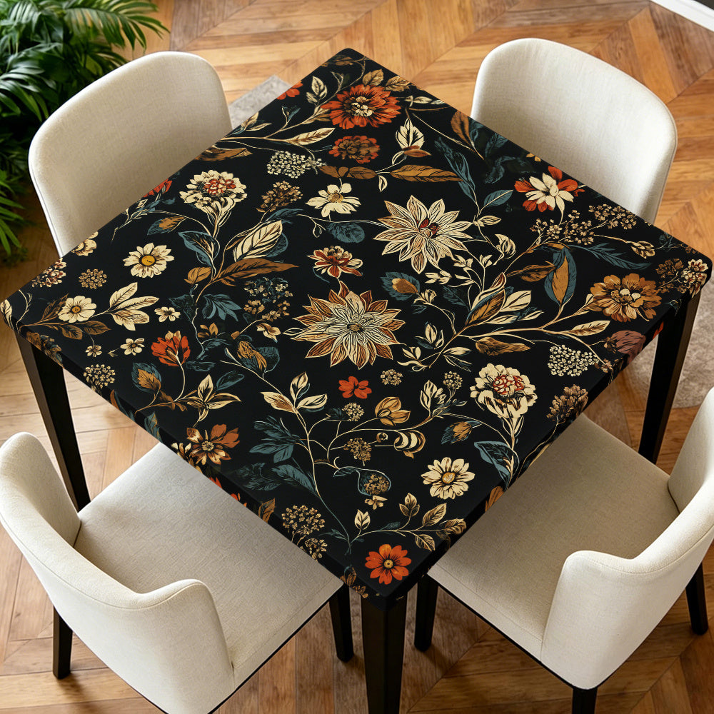 Square Print Table Cover with Elastic Edge