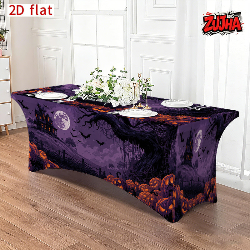 1pc Elastic 2D Flat Full Wrap Rectangular Table Cover