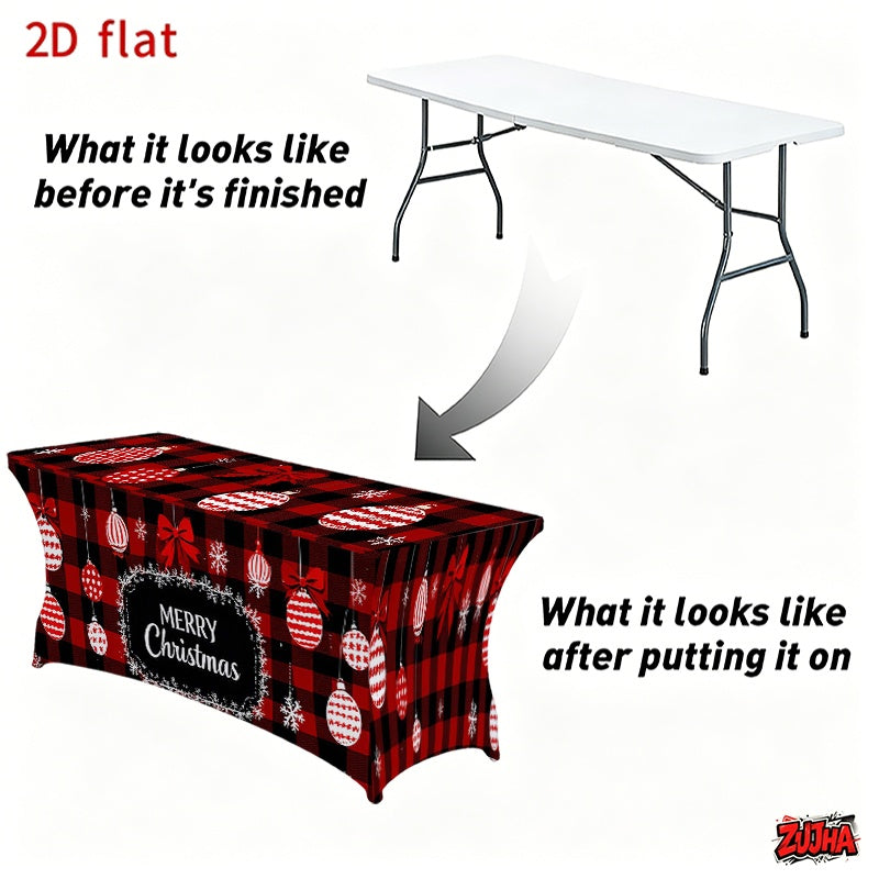Red Black Buffalo Plaid Christmas table cover