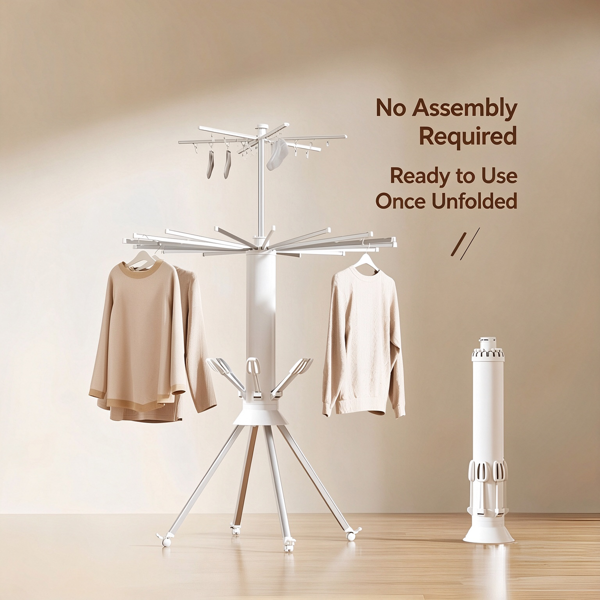 Foldable Rotary Clothes Drying Rack - Carbon Steel