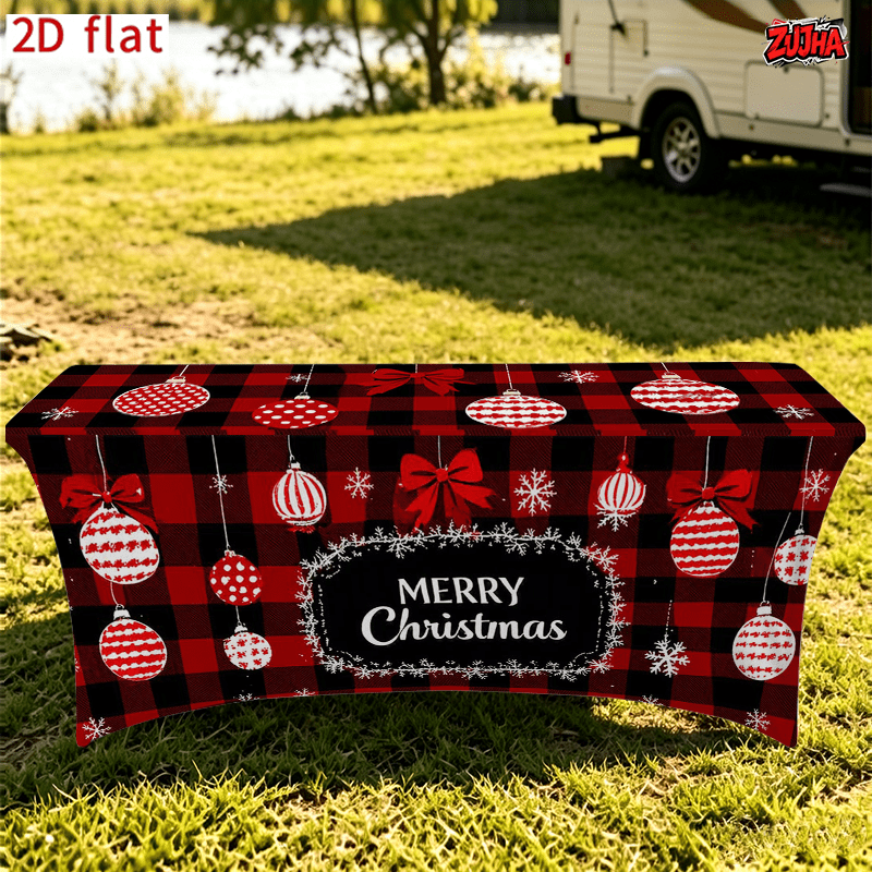 Red Black Buffalo Plaid Christmas table cover