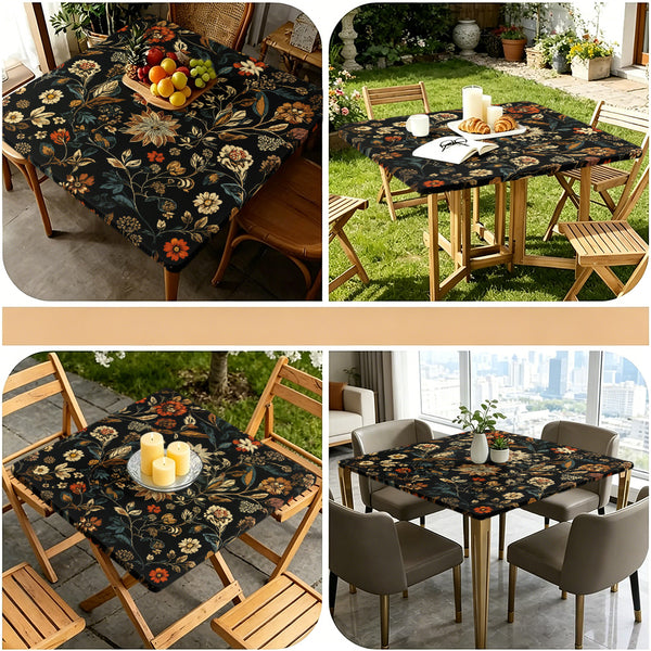 Square Print Table Cover with Elastic Edge