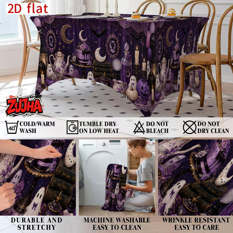 1pc Elastic 2D Flat Full Wrap Rectangular Table Cover