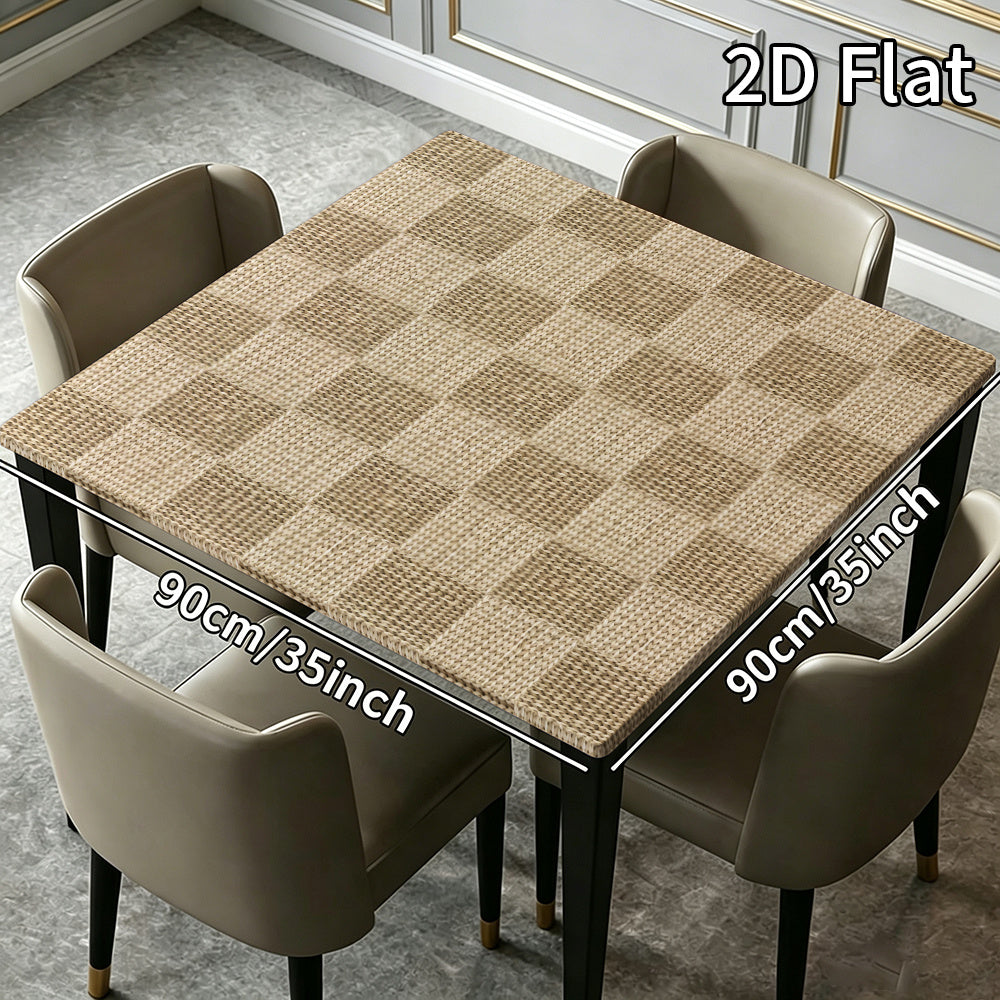 2D Flat Square Print Table Cover with Elastic Edge