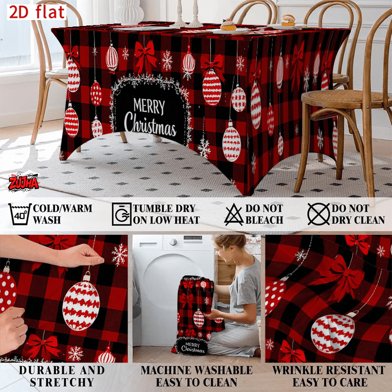 Red Black Buffalo Plaid Christmas table cover