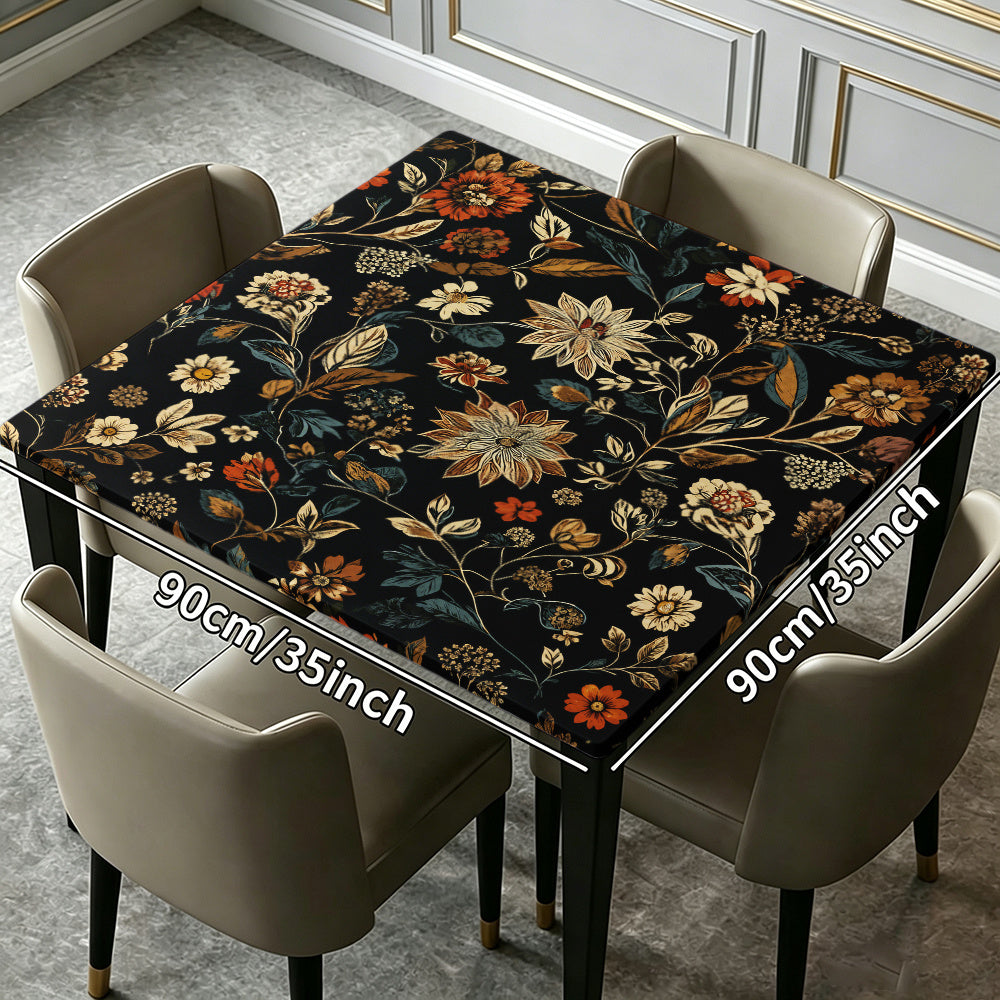 Square Print Table Cover with Elastic Edge