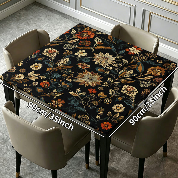 Square Print Table Cover with Elastic Edge