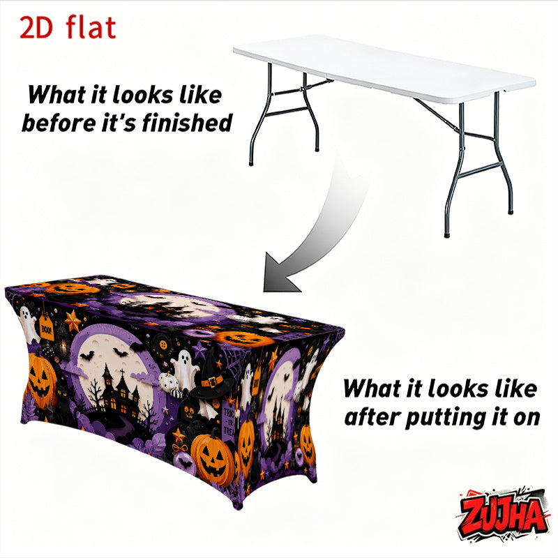 1pc Elastic 2D Flat Full Wrap Rectangular Table Cover