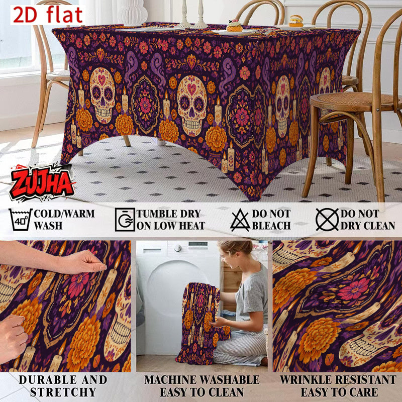 1pc Elastic 2D Flat Full Wrap Rectangular Table Cover
