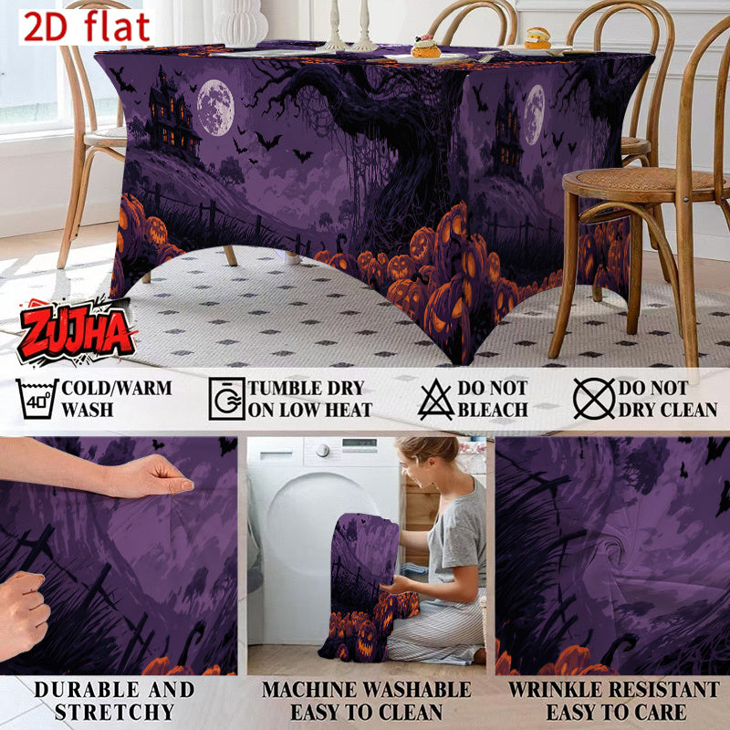 1pc Elastic 2D Flat Full Wrap Rectangular Table Cover